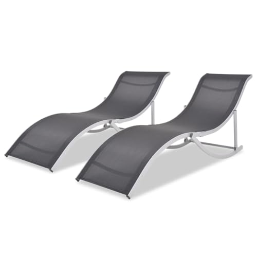 vidaXL 2X Sonnenliege Klappbar Gartenliege Liegestuhl Relaxliege Liege Strandliege Gartenmöbel Freizeitliege Garten Aluminium Textilene von vidaXL