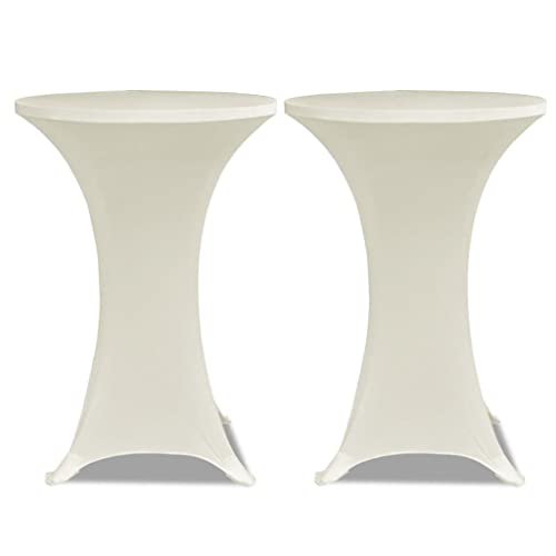 vidaXL 2X Stehtischhusse Ø60cm Creme Stretch Husse Stehtisch Stehtischhussen von vidaXL