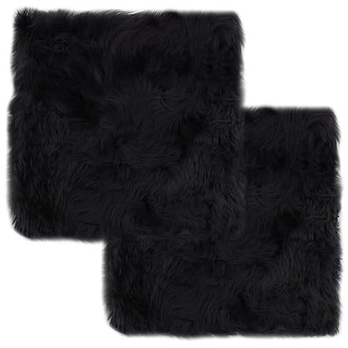 vidaXL 2X Stuhlauflage Sitzauflage Fellauflage Sitzpolster Sitzkissen Stuhlkissen Dunkelgrau 40x40cm Echtes Schaffell Lammfell Öko Lamm Echtfell von vidaXL