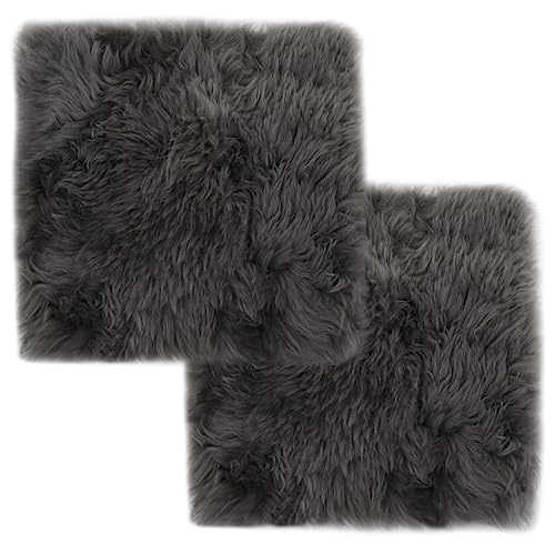 vidaXL 2X Stuhlauflage Sitzauflage Fellauflage Sitzpolster Sitzkissen Stuhlkissen Hellgrau 40x40cm Echtes Schaffell Lammfell Öko Lamm Echtfell von vidaXL