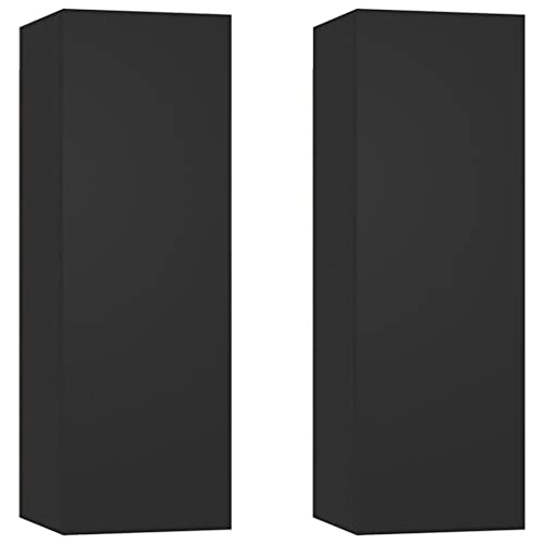 vidaXL 2X TV Schrank Hängeschrank Wohnwand Wohnwand Anbauwand Fernsehwand TV-Wand Wandschrank Wohnzimmer Schwarz 30,5x30x90cm Holzwerkstoff von vidaXL