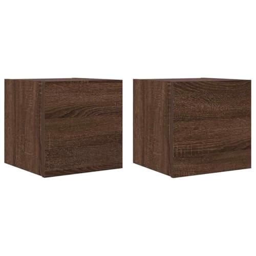 vidaXL 2X TV Wandschrank Schrank Hängeschrank Fernsehschrank TV Möbel Aufbewahrung Mehrzweckschrank Wohnzimmer Braun Eichen-Optik 30,5x30x30cm von vidaXL
