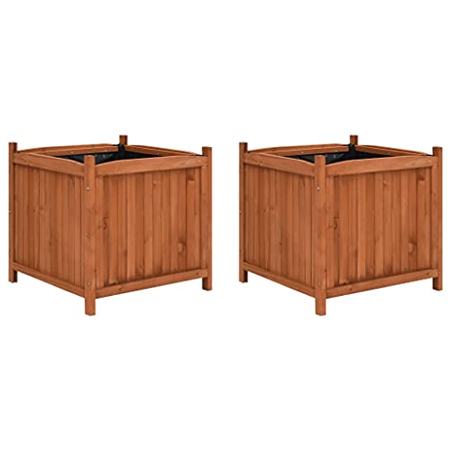 vidaXL 2X Tannenholz Hochbeet Blumenkasten Pflanzkasten Pflanzkübel Blumenkübel Gemüsebeet Frühbeet Blumentopf Pflanzgefäß Garten 50x50x50cm von vidaXL