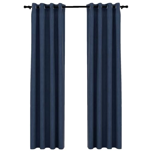 vidaXL 2X Verdunkelungsvorhang mit Ösen Leinenoptik Verdunkelungsvorhang Kräuselband Thermo Gardine Blickdicht Vorhänge Blau 140x225cm vidaXL 2X Verdunkelungsvorhang mit Ösen Leinenoptik Verdunkelungsvorhang Kräuselband Thermo Gardine Blickdicht Vorhänge Blau 140x225cm von vidaXL