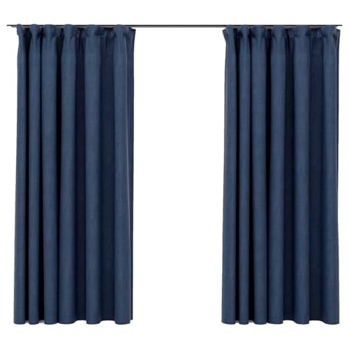 vidaXL 2X Vorhang Verdunkelung mit Haken Verdunkelungsvorhang Kräuselband Thermo Gardine Blickdicht Vorhänge Leinenoptik Blau 140x175cm vidaXL 2X Vorhang Verdunkelung mit Haken Verdunkelungsvorhang Kräuselband Thermo Gardine Blickdicht Vorhänge Leinenoptik Blau 140x175cm von vidaXL