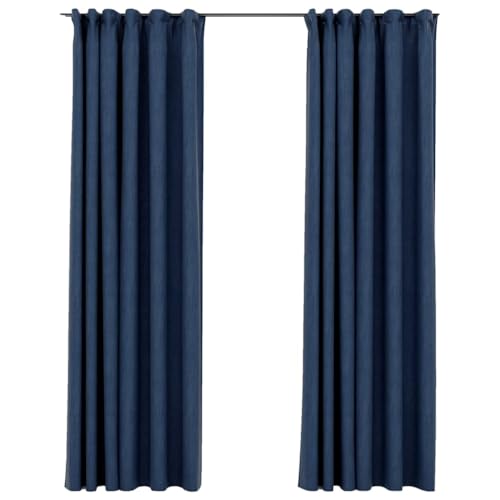 vidaXL 2X Vorhang Verdunkelung mit Haken Verdunkelungsvorhang Kräuselband Thermo Gardine Blickdicht Vorhänge Leinenoptik Blau 140x245cm vidaXL 2X Vorhang Verdunkelung mit Haken Verdunkelungsvorhang Kräuselband Thermo Gardine Blickdicht Vorhänge Leinenoptik Blau 140x245cm von vidaXL