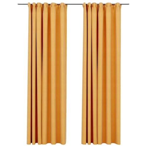 vidaXL 2X Vorhang Verdunkelung mit Haken Verdunkelungsvorhang Kräuselband Thermo Gardine Blickdicht Vorhänge Leinenoptik Gelb 140x225cm vidaXL 2X Vorhang Verdunkelung mit Haken Verdunkelungsvorhang Kräuselband Thermo Gardine Blickdicht Vorhänge Leinenoptik Gelb 140x225cm von vidaXL