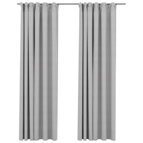 vidaXL 2X Vorhang Verdunkelung mit Haken Verdunkelungsvorhang Kräuselband Thermo Gardine Blickdicht Vorhänge Leinenoptik Grau 140x245cm vidaXL 2X Vorhang Verdunkelung mit Haken Verdunkelungsvorhang Kräuselband Thermo Gardine Blickdicht Vorhänge Leinenoptik Grau 140x245cm von vidaXL