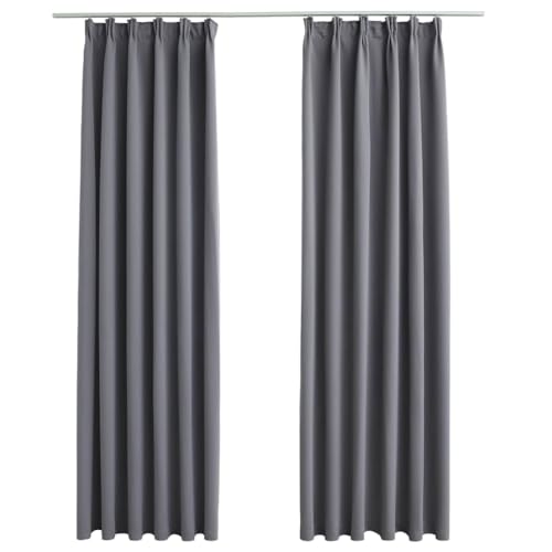 vidaXL 2X Vorhang Verdunkelung mit Haken Verdunkelungsvorhang Kräuselband Thermo Gardine Blickdicht Vorhänge Wohnzimmer Grau 140x225cm vidaXL 2X Vorhang Verdunkelung mit Haken Verdunkelungsvorhang Kräuselband Thermo Gardine Blickdicht Vorhänge Wohnzimmer Grau 140x225cm von vidaXL