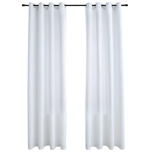 vidaXL 2X Vorhang Verdunkelung mit Metallösen Verdunkelungsvorhang Kräuselband Ösen Schlaufe Thermo Gardine Blickdicht Grauweiß 140x245cm von vidaXL