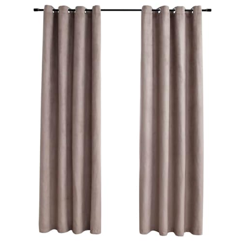 vidaXL 2X Vorhang Verdunkelung mit Metallösen Verdunkelungsvorhang Kräuselband Ösen Schlaufe Thermo Gardine Blickdicht Taupe 140x225cm von vidaXL