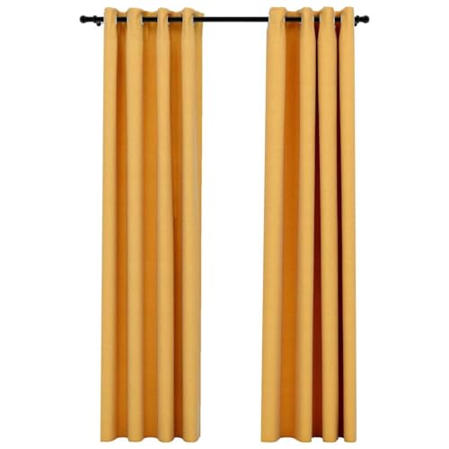 vidaXL 2X Vorhang Verdunkelung mit Ösen Leinenoptik Verdunkelungsvorhang Kräuselband Thermo Gardine Blickdicht Vorhänge Gelb 140x245cm vidaXL 2X Vorhang Verdunkelung mit Ösen Leinenoptik Verdunkelungsvorhang Kräuselband Thermo Gardine Blickdicht Vorhänge Gelb 140x245cm von vidaXL