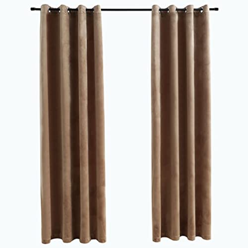 vidaXL 2X Vorhang Verdunkelung mit Ösen Verdunkelungsvorhang Kräuselband Ösen Schlaufe Thermo Gardine Blickdicht Samt Beige 140x225cm von vidaXL