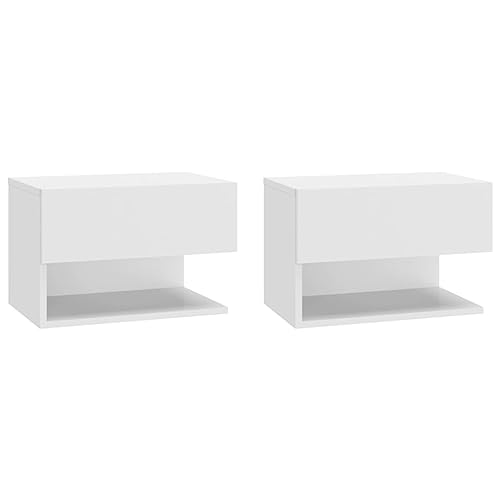 vidaXL 2X Wand Nachttisch Hängend Nachtschrank Nachtkonsole Nachtkommode Schlafzimmer Schrank Kommode Hängeschrank Wandschrank Hochglanz-Weiß Holzwerkstoff von vidaXL
