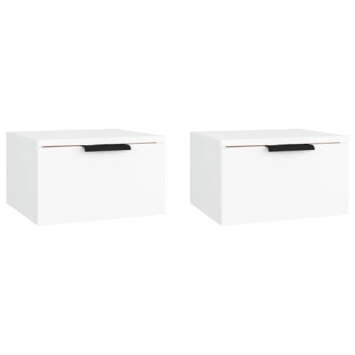 vidaXL 2X Wand Nachttisch Hängend Nachtschrank Nachtkonsole Nachtkommode Schlafzimmer Schrank Kommode Hängeschrank Wandschrank Weiß 34x30x20cm von vidaXL