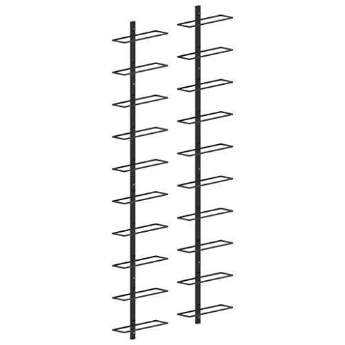 vidaXL 2X Wand Weinregal für 20 Flaschen Flaschenregal Flaschenhalter Wandregal Hängeregal Flaschenständer Weinflaschenregal Schwarz Metall von vidaXL