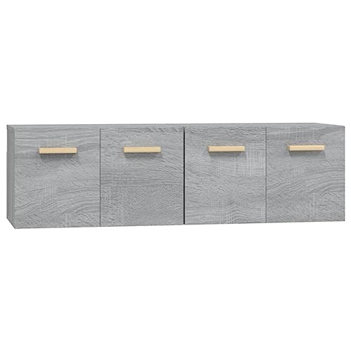 vidaXL 2X Wandschrank Hängeschrank Aufbewahrung Regal CD Schrank Bücherregal Bücherschrank Wohnzimmer Grau Sonoma 60x36,5x35cm Holzwerkstoff von vidaXL