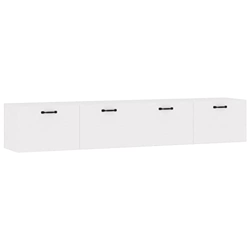 vidaXL 2X Wandschrank Hängeschrank Aufbewahrung Regal CD Schrank Bücherregal Bücherschrank Wohnzimmer Weiß 100x36,5x35cm Holzwerkstoff von vidaXL