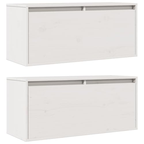 vidaXL 2X Wandschrank Hängeschrank TV Schrank Fernsehschrank Lowboard Fernsehtisch HiFi-Schrank Aufbewahrung Weiß 80x30x35cm Massivholz Kiefer von vidaXL