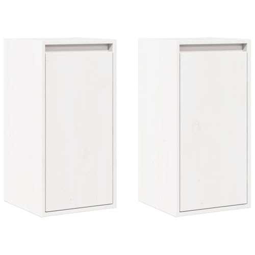vidaXL 2X Wandschrank Hängeschrank TV Schrank Holzschrank TV Möbel Regal Aufbewahrung Wohnzimmer Bücherschrank Weiß 30x30x60cm Massivholz Kiefer von vidaXL