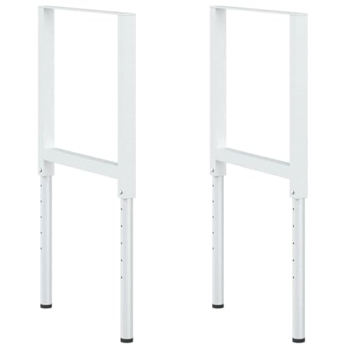 vidaXL 2X Werkbankgestell Höhenverstellbar Werkbankfuß Arbeitstisch Werkbank Gestell Tischgestell Tischbein Tischfuß Metall 55x(69-95,5) cm Grau von vidaXL