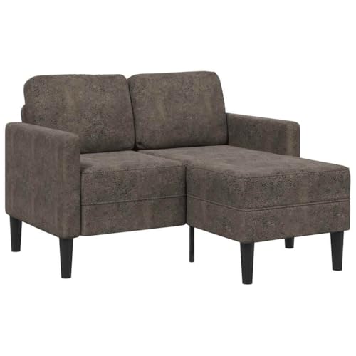 vidaXL 2er-Sofa mit Chaiselongue L-Form Dunkelgrau 125 cm Kunstleder, 2-Sitzer-Sofa für Schlafzimmer, Zweisitzer-Couch, 2-Sitzer-Sofa L-Form von vidaXL