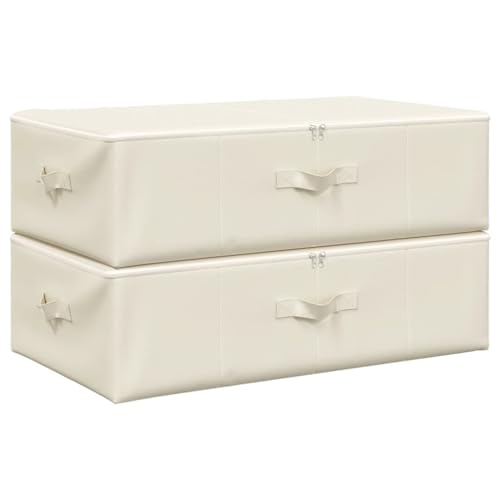 vidaXL 2X Aufbewahrungsbox Spielzeugkiste Spielzeugbox Stoffbox Faltkiste Faltbox Regalkorb Kiste Korb Box Organizer Stoff 70x40x18cm Creme von vidaXL