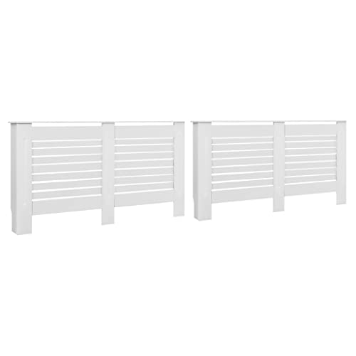 vidaXL 2x Heizkörperverkleidung mit 7 horizontalen Scheiben Heizungsverkleidung Heizkörperabdeckung Heizung Abdeckung Heizkörper Weiß 152x19x81,5cm MDF von vidaXL