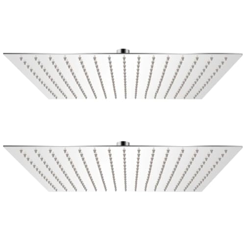 vidaXL 2x Kopfbrause Edelstahl Eckig 40x40cm Duschkopf Regendusche Brausekopf von vidaXL