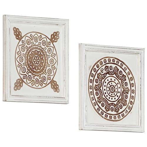 vidaXL 2x Wandpaneel Handgeschnitzt Dekorpaneel Wanddeko Wandschild Dekoschild Paneel Holzpaneele Wanddekoration Deko MDF 40x40x1,5cm von vidaXL