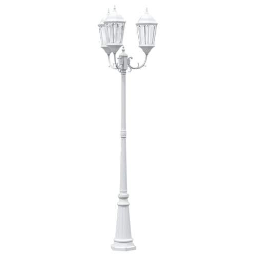 vidaXL 3 Lampen Gartenlaterne 235 cm Weiß Aluminium Traditionelle Laterne Außenbeleuchtung Weglichter Dekorative LED Hochwertig von vidaXL