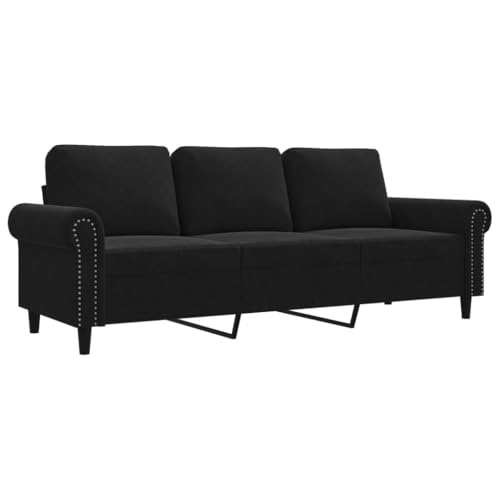vidaXL Sofa 3-Sitzer, Loungesofa Couch mit Armlehnen Rückenkissen, Wohnzimmersofa Designsofa Metallgestell, Sitzmöbel Dreisitzer, Schwarz Samt vidaXL Sofa 3-Sitzer, Loungesofa Couch mit Armlehnen Rückenkissen, Wohnzimmersofa Designsofa Metallgestell, Sitzmöbel Dreisitzer, Schwarz Samt von vidaXL