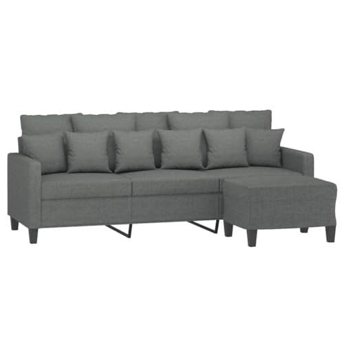 vidaXL Sofa 3 Sitzer, Couch mit Fußhocker, Liegesofa für Wohnzimmer, Polstersofa Sessel Relaxsofa Loungesofa Relaxcouch TV Sofa, Dunkelgrau Stoff von vidaXL