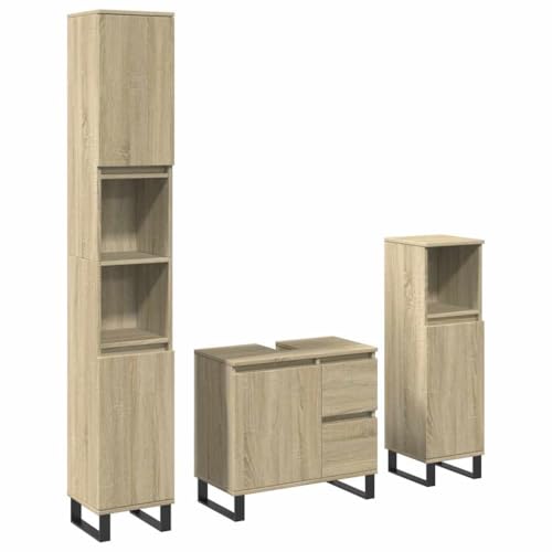 vidaXL 3-TLG. Badmöbel-Set Sonoma-Eiche Holzwerkstoff, Badmöbelset, Badezimmerschrank, Badezimmer Hochschrank, Badmöbel, Badezimmer Unterschrank vidaXL 3-TLG. Badmöbel-Set Sonoma-Eiche Holzwerkstoff, Badmöbelset, Badezimmerschrank, Badezimmer Hochschrank, Badmöbel, Badezimmer Unterschrank von vidaXL