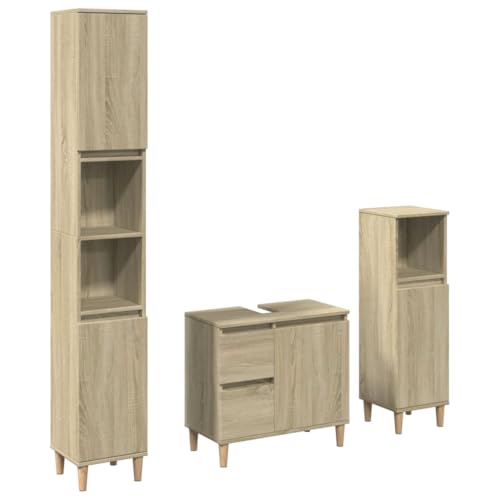 vidaXL 3-TLG. Badmöbel-Set Sonoma-Eiche Holzwerkstoff von vidaXL