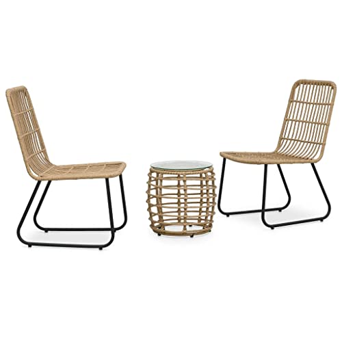 vidaXL 3-TLG. Bistro-Set Poly Rattan Eiche von vidaXL