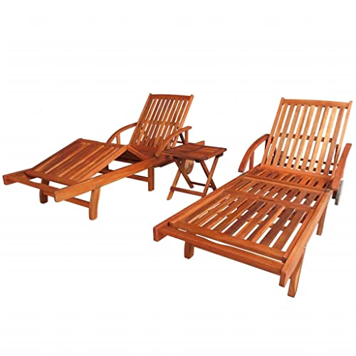 vidaXL 3-TLG. Massivholz Sonnenliege Tisch Set Gartenliege Strandliege Akazie vidaXL 3-TLG. Massivholz Sonnenliege Tisch Set Gartenliege Strandliege Akazie von vidaXL