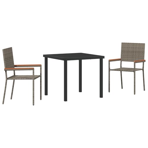 vidaXL 3-teilige Garten Essgruppe Grau Poly Rattan vidaXL 3-teilige Garten Essgruppe Grau Poly Rattan von vidaXL