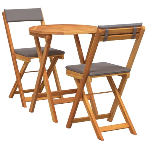 vidaXL 3-teilige klappbare Bistro-Sitzgruppe mit Kissen, runder Tisch und Stühle, Gartenmöbel für die Terrasse, minimalistisches Patio-Arrangement für draußen vidaXL 3-teilige klappbare Bistro-Sitzgruppe mit Kissen, runder Tisch und Stühle, Gartenmöbel für die Terrasse, minimalistisches Patio-Arrangement für draußen von vidaXL