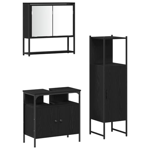 vidaXL 3-teiliges Badezimmermöbel-Set Schwarz-Eiche Holzwerkstoff vidaXL 3-teiliges Badezimmermöbel-Set Schwarz-Eiche Holzwerkstoff von vidaXL