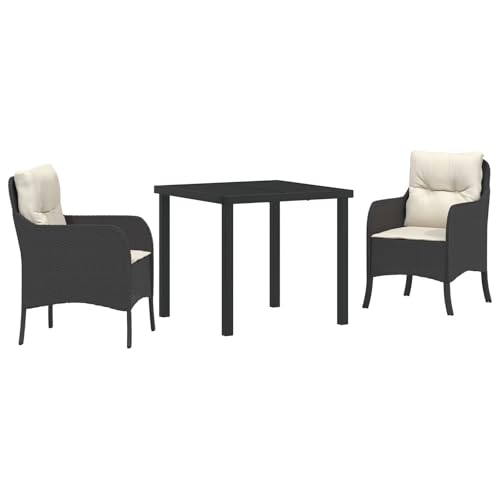 vidaXL 3-teiliges Garten-Dining-Set mit Kissen in Schwarz Poly Rattan vidaXL 3-teiliges Garten-Dining-Set mit Kissen in Schwarz Poly Rattan von vidaXL