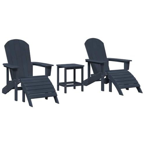vidaXL 3-teiliges Garten-Lounge-Set in Marineblau mit HDPE Adirondack-Stühlen, Außenmöbel mit Beistelltisch, wetterfest, perfekt zum Entspannen und ideal für Balkon oder Terrasse. von vidaXL