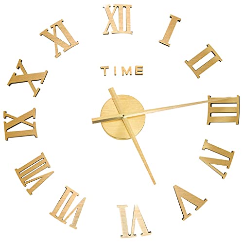 vidaXL 3D Wanduhr Modernes Design Dekorativ Extragroß Deko Wand Uhr Wandtattoo Dekoration Analoguhr Wohnzimmer DIY Eva Golden 100cm XXL von vidaXL