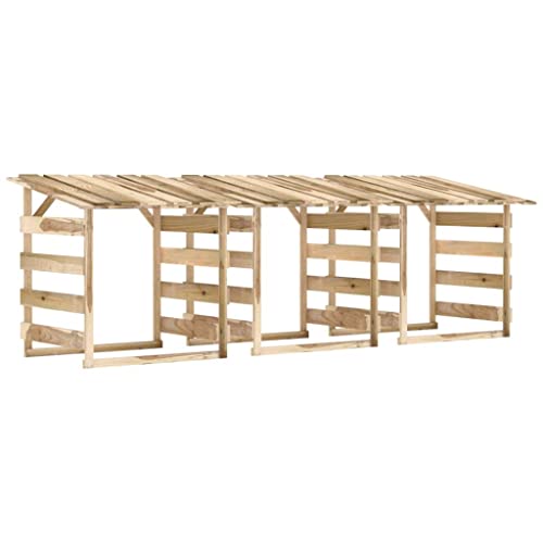 vidaXL 3X Kiefernholz Imprägniert Pergola mit Dach Unterstand Überdachung Kaminholzregal Brennholzregal Feuerholzregal Garten 100x90x100cm von vidaXL