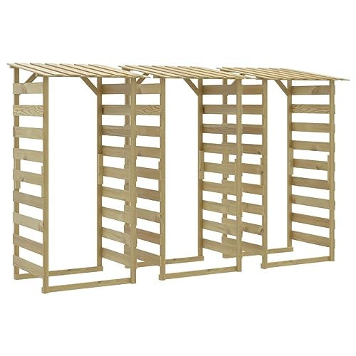 vidaXL 3X Kiefernholz Imprägniert Pergola mit Dach Unterstand Überdachung Kaminholzregal Brennholzregal Feuerholzregal Garten 100x90x200cm von vidaXL
