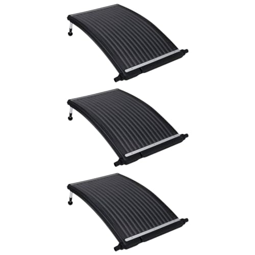 vidaXL 3X Solar Heizung für Pool Gebogen Solarheizung Schwimmbadheizung Wärme Sonnenkollektor Poolheizung Solarmodul 110x65cm Schwarz von vidaXL