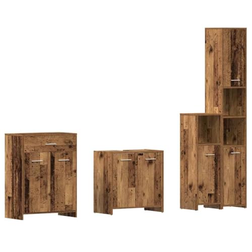 vidaXL 4-TLG. Badmöbel-Set Altholz-Optik Holzwerkstoff, Badmöbelset, Badezimmerschrank, Unterschrank Bad, Badmöbel, Unterschrank Badezimmer von vidaXL