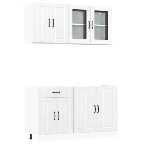 vidaXL 4-TLG. Küchenschrank-Set Lucca Hochglanz-Weiß Holzwerkstoff von vidaXL
