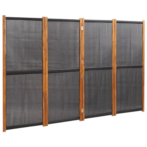 vidaXL Raumteiler 4-TLG. Trennwand Stellwand Paravent Spanische Wand Sichtschutz Umkleide Faltwand Raumtrenner Holz Schwarz 280x180 cm von vidaXL