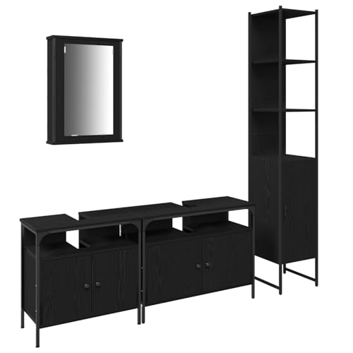 vidaXL 4-teiliges Badezimmer Möbelset Schwarze Eiche Holzwerkstoff vidaXL 4-teiliges Badezimmer Möbelset Schwarze Eiche Holzwerkstoff von vidaXL